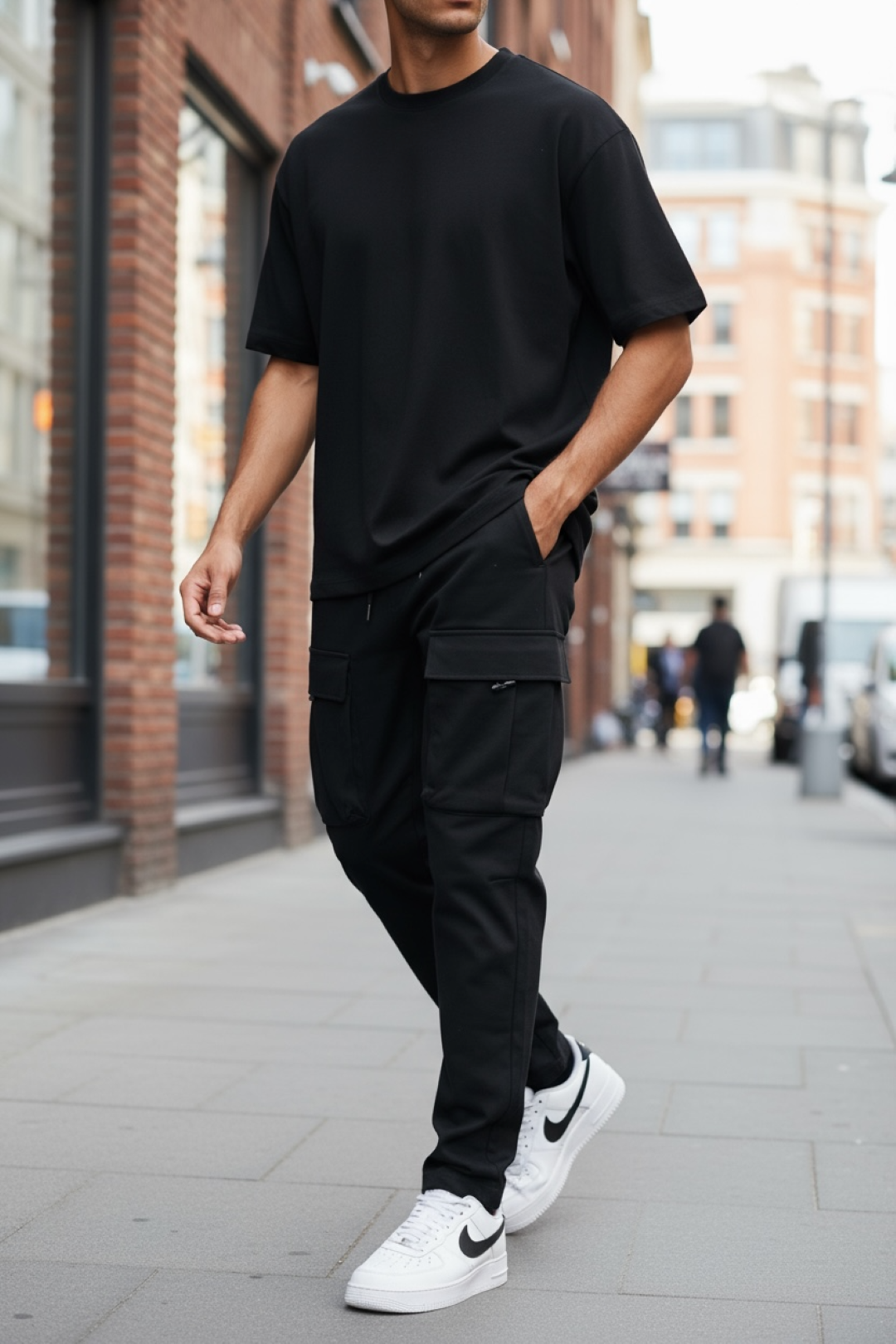 Pantaloni Trening Cargo Negri Conici - Stil și Confort