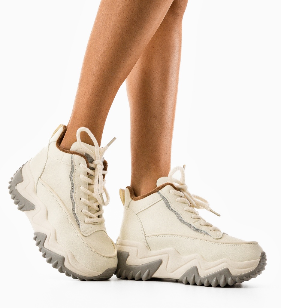 Sneakers Dama Ergyna Bej - Confort Sport - imagine 3