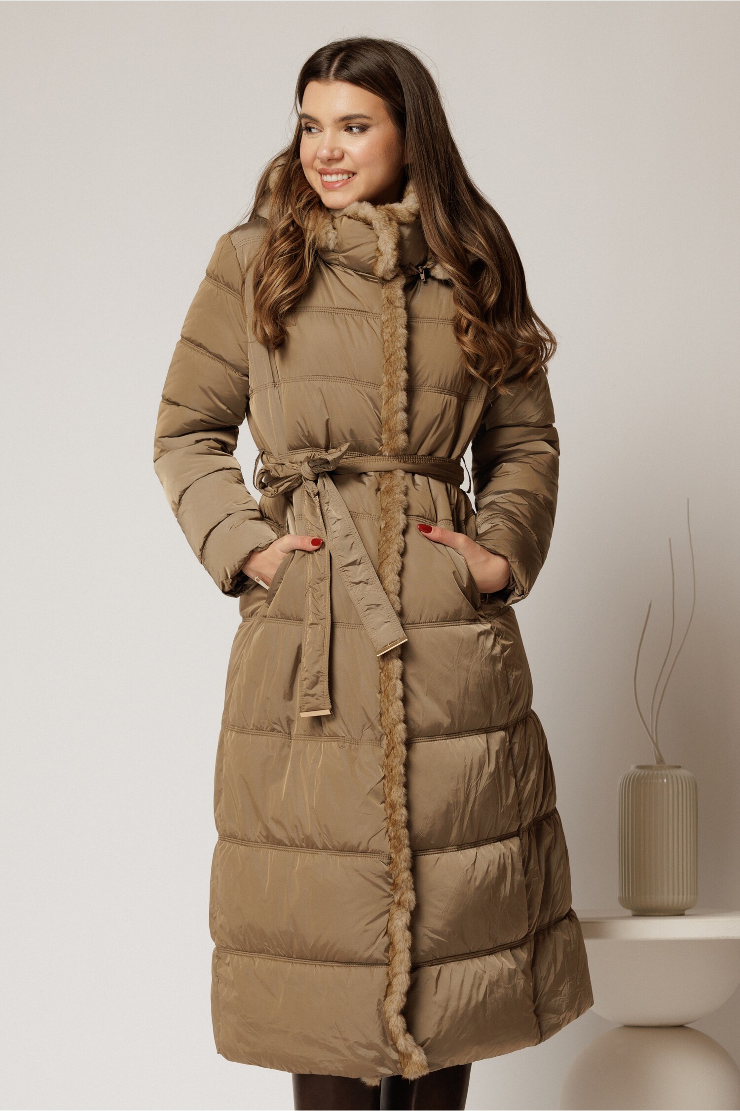 Geacă Dama Maro Lungă cu Glugă Detașabilă