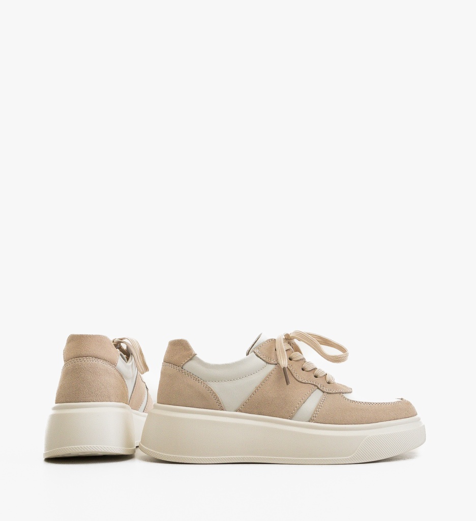 Sneakers Dama Miriam Bej Piele Naturală - imagine 5