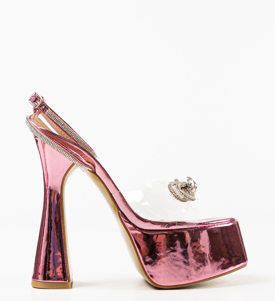 Sandale Hasnain Roz cu Toc - Eleganță Feminină - imagine 5