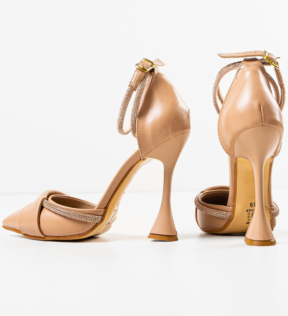 Pantofi Guof Nude Eleganți cu Toc - imagine 7
