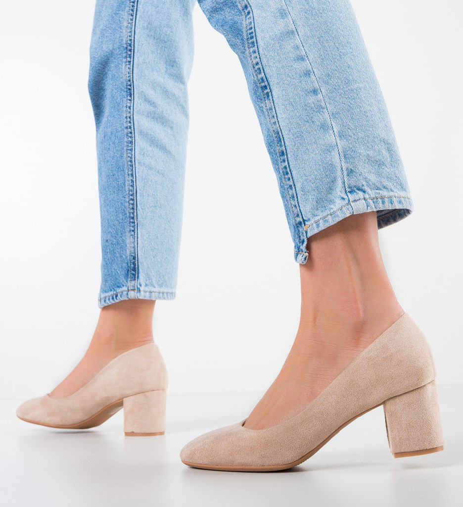 Pantofi Dalex Nude cu Toc Eleganți - imagine 5