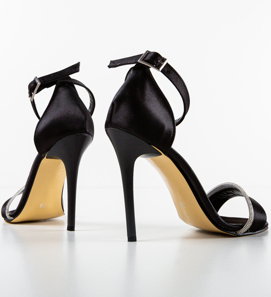 Sandale Cassius Negre cu Toc Elegante - imagine 5