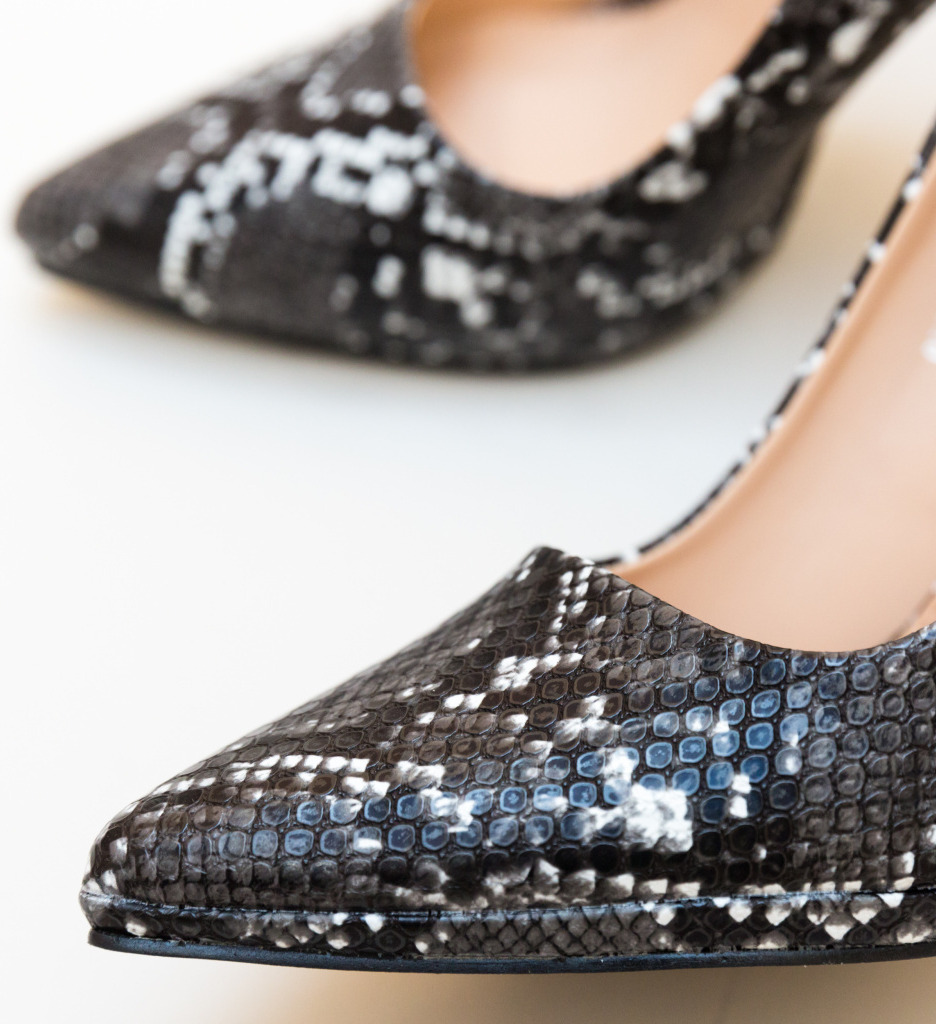 Pantofi Eylin Negri Eleganți cu Toc - imagine 5