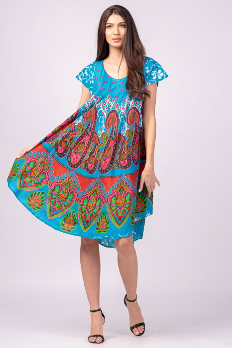 Rochie Midi Paisley Turcoaz | Indian Emporium - imagine 1