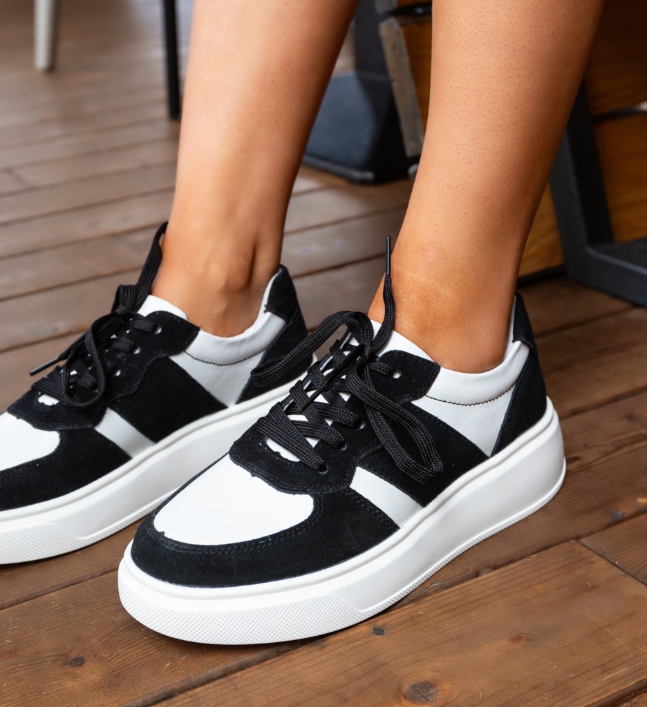 Sneakers Dama Miriam Negri din Piele Naturală - imagine 2