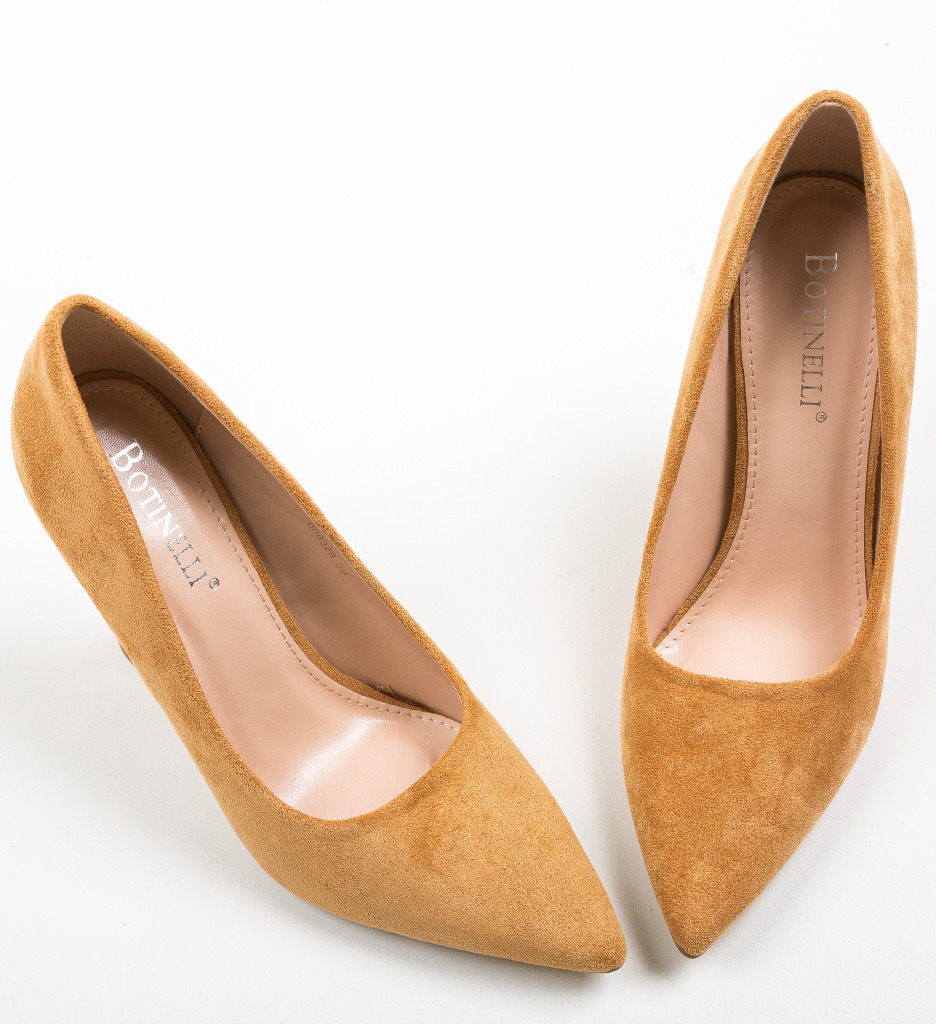 Pantofi Jorio Camel Eleganți cu Toc - imagine 4