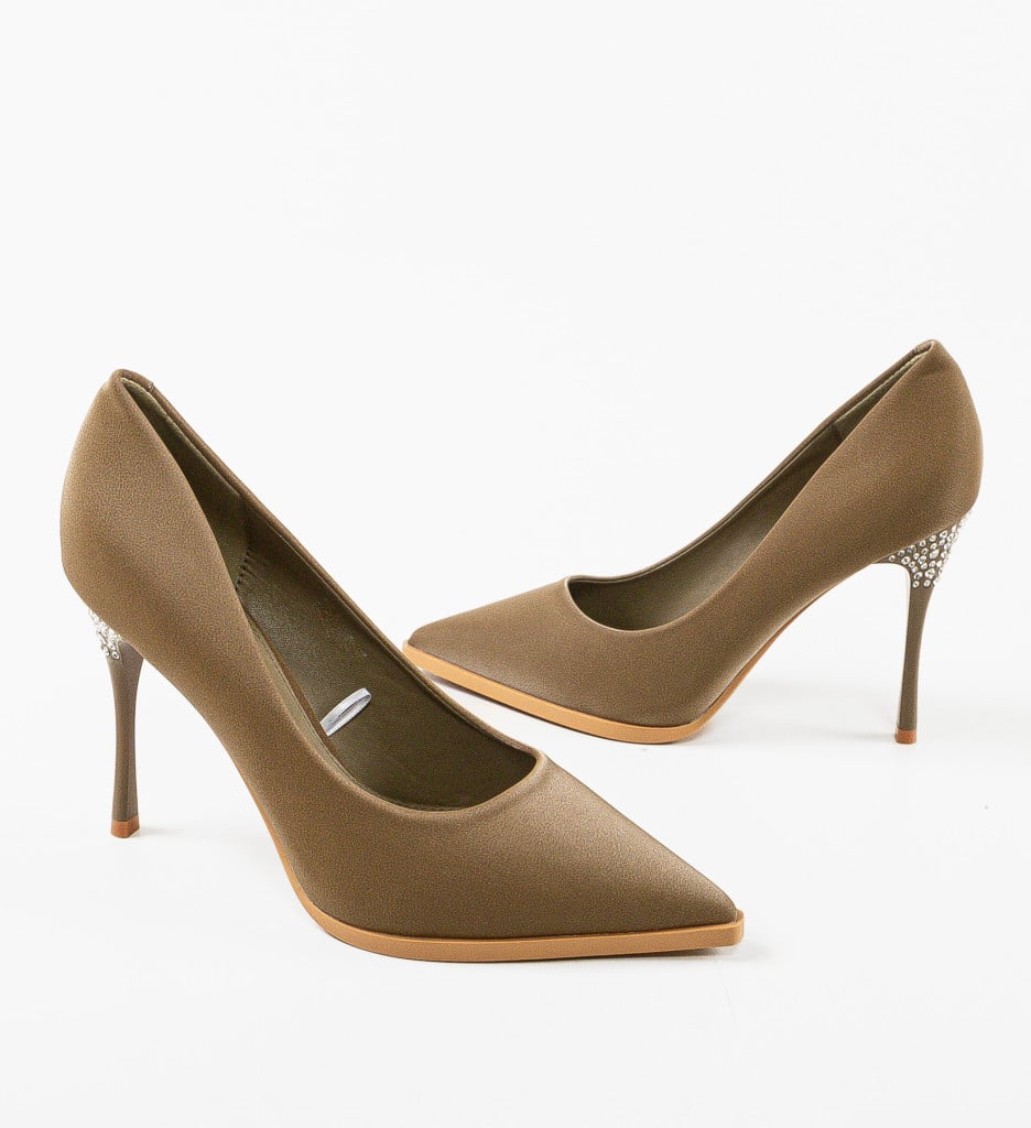 Pantofi Demoux Khaki cu Toc Eleganți - imagine 10