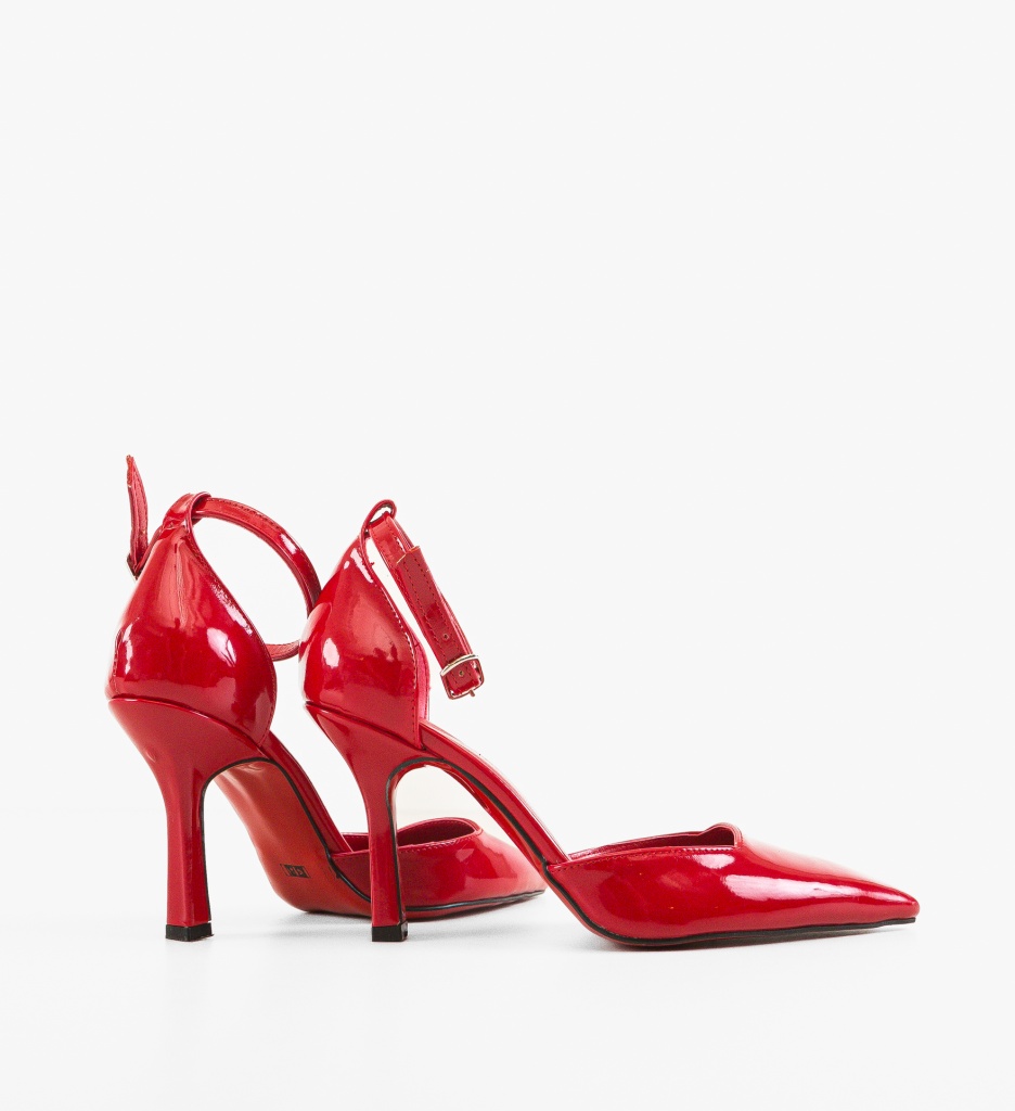 Pantofi Macarius Rosii cu Toc Eleganți - imagine 4