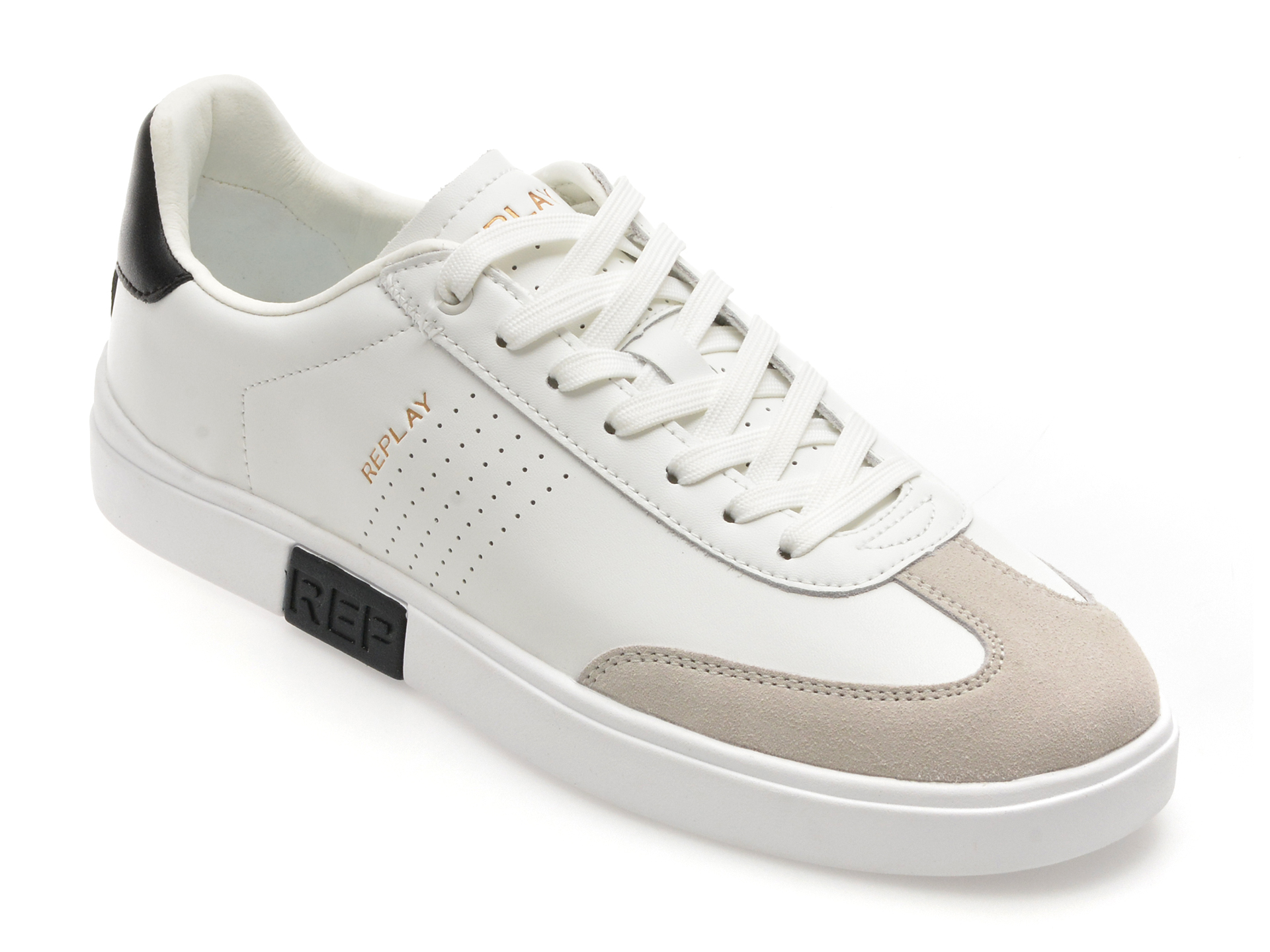Pantofi REPLAY piele alb-negru | GMZ3P
