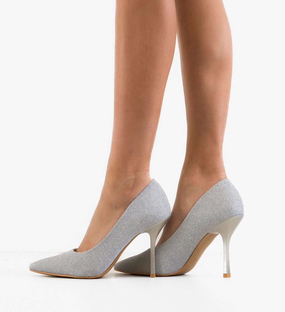 Pantofi Stiletto Moham Argintii | Eleganță Maximă - imagine 3
