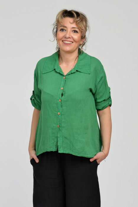 Cămașă In Verde cu Coadă de Rândunică | Shopika