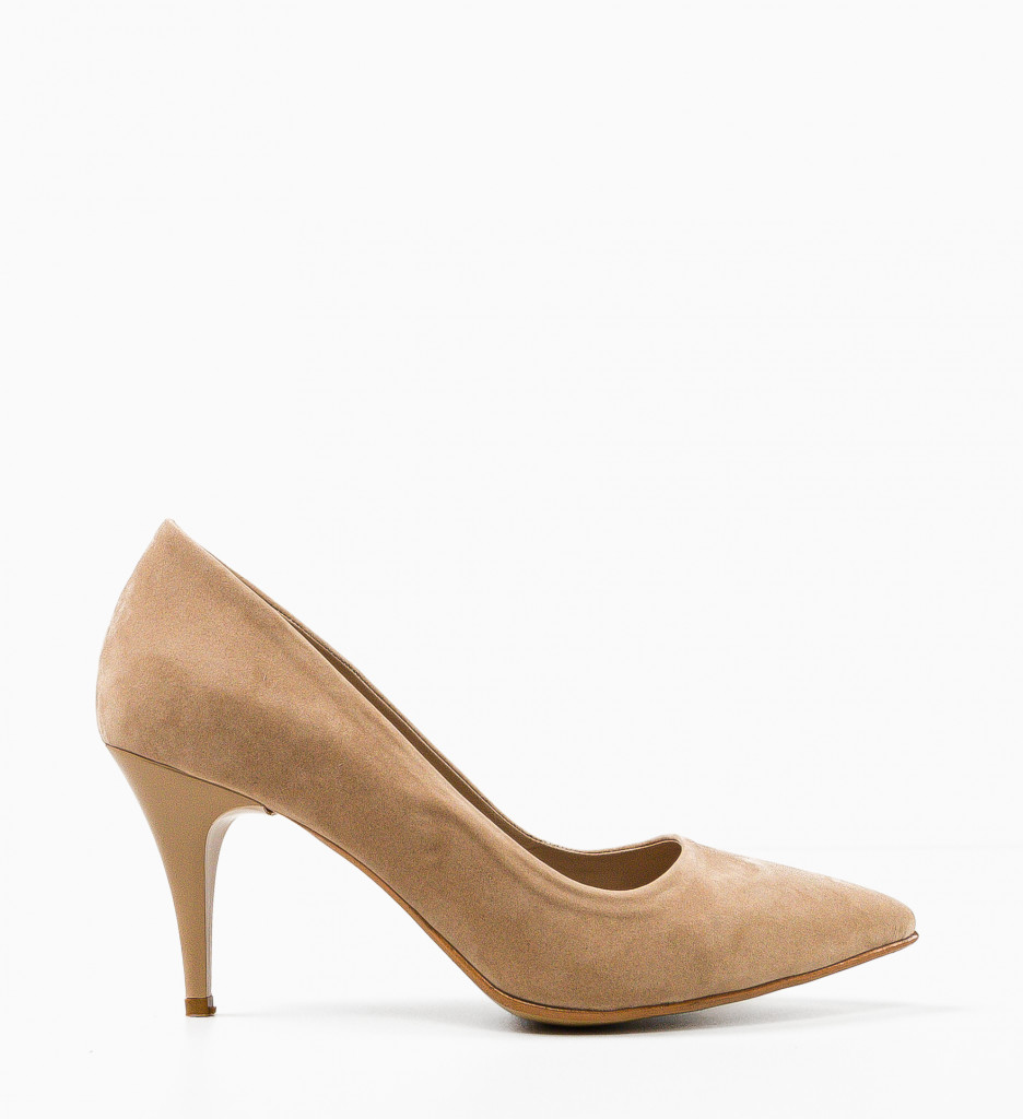 Pantofi Dama Jensy Bej cu Toc Elegant - imagine 4