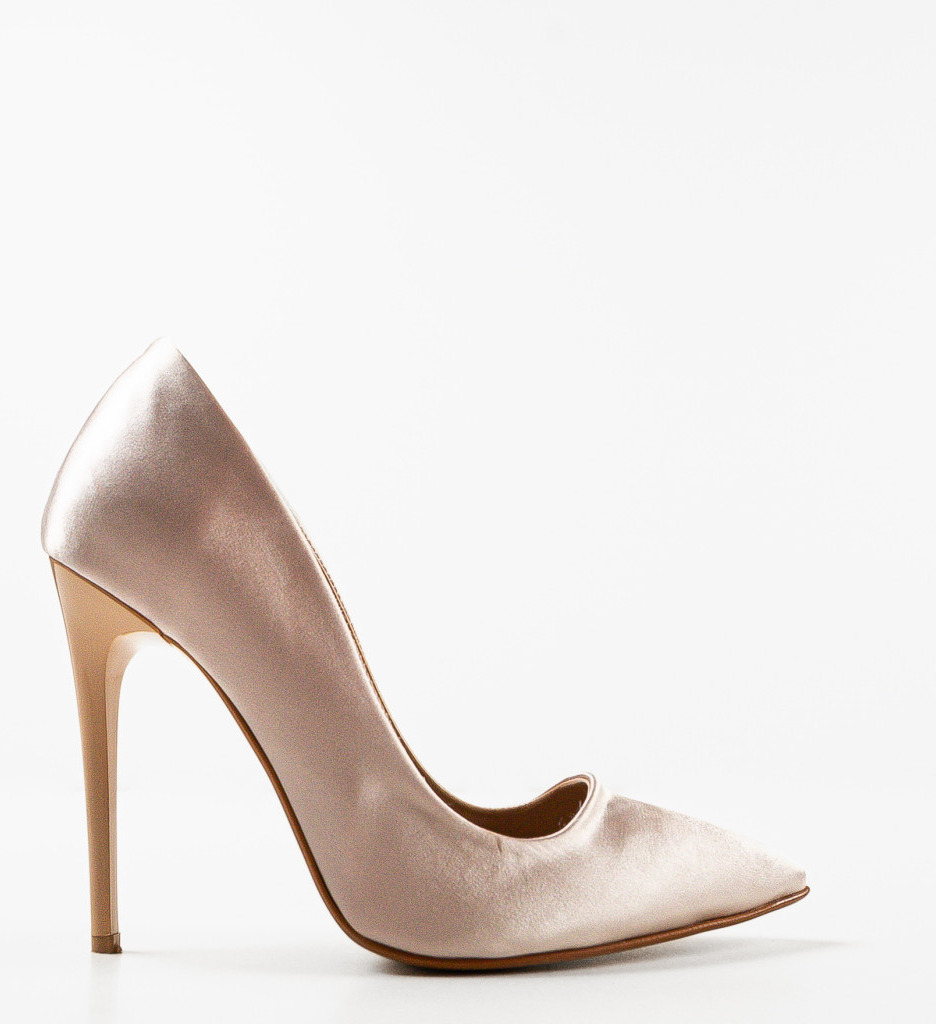 Pantofi Gany Bej Eleganți cu Toc - imagine 4