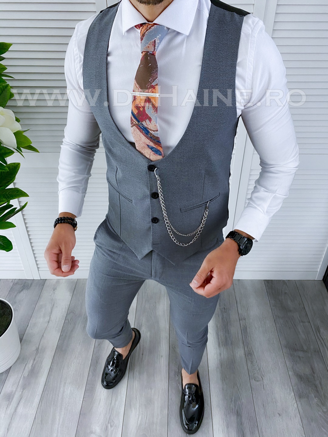 Compleu Vesta & Pantaloni Barbati Elegant Slim Fit