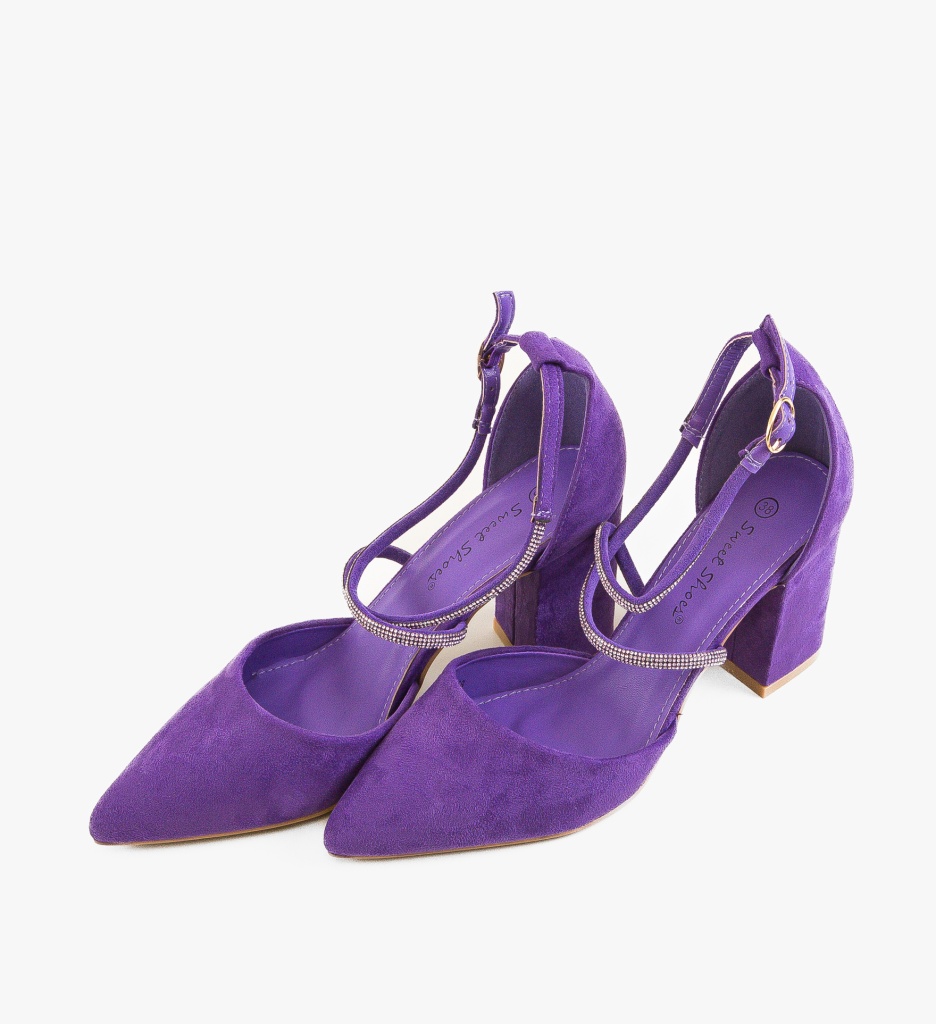 Pantofi dama Yunu Mov cu toc elegant - imagine 4