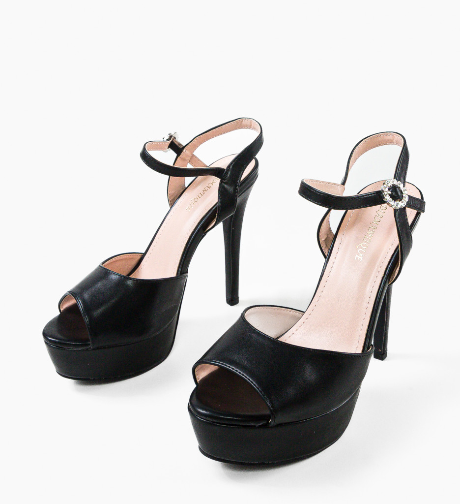 Sandale Moctez Negre cu Toc Elegante - imagine 6