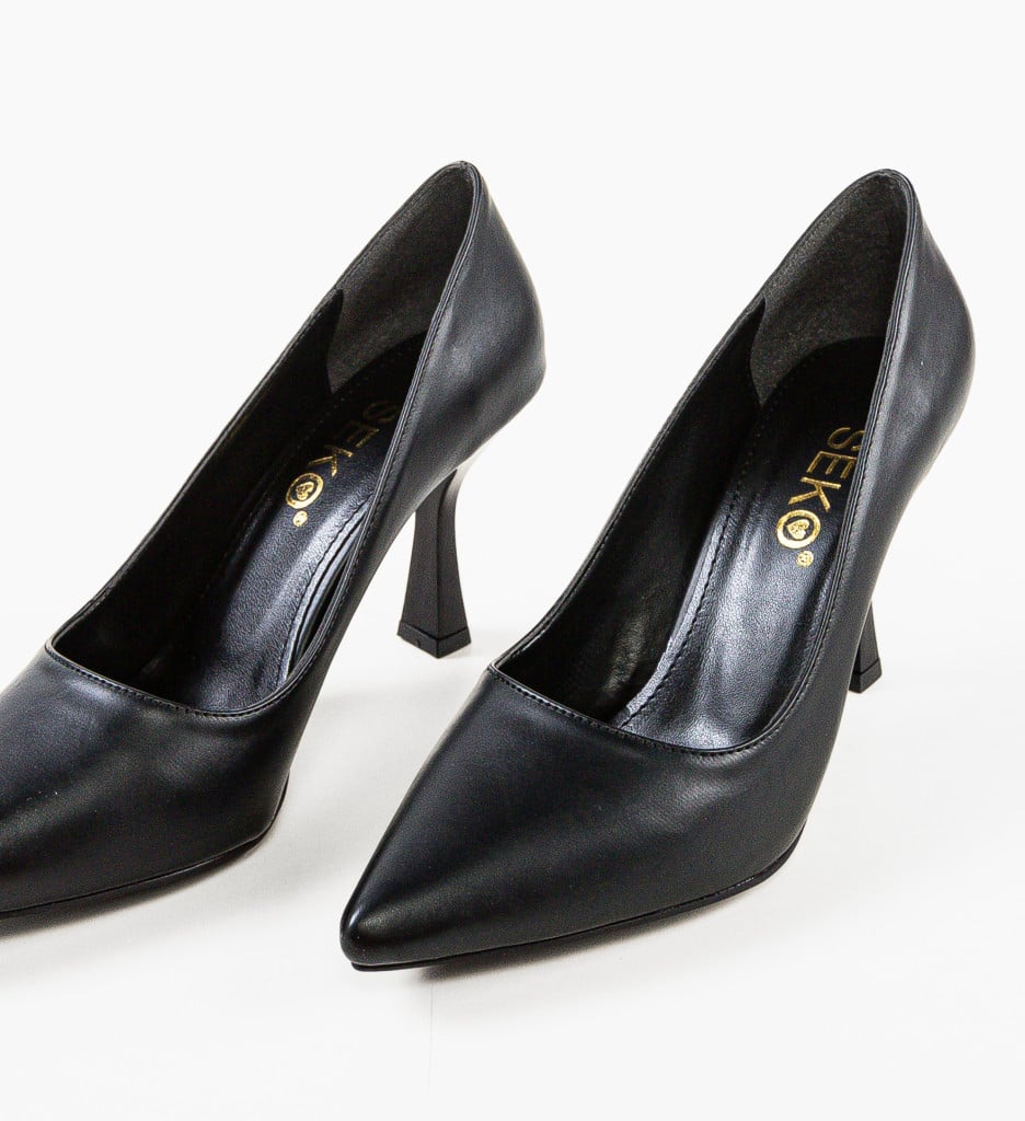 Pantofi Piele Negri cu Toc - Eleganți - imagine 12