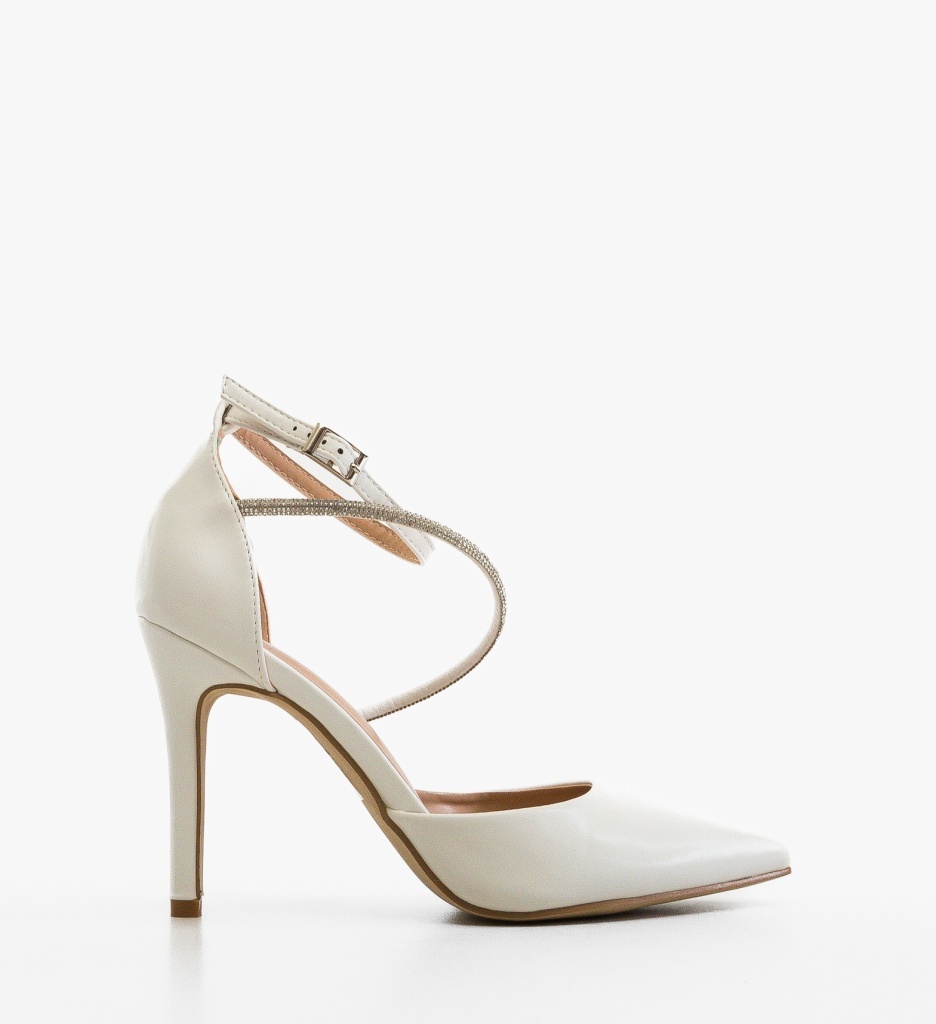 Pantofi Stiletto Dama Levvy Albi Eleganți - imagine 4