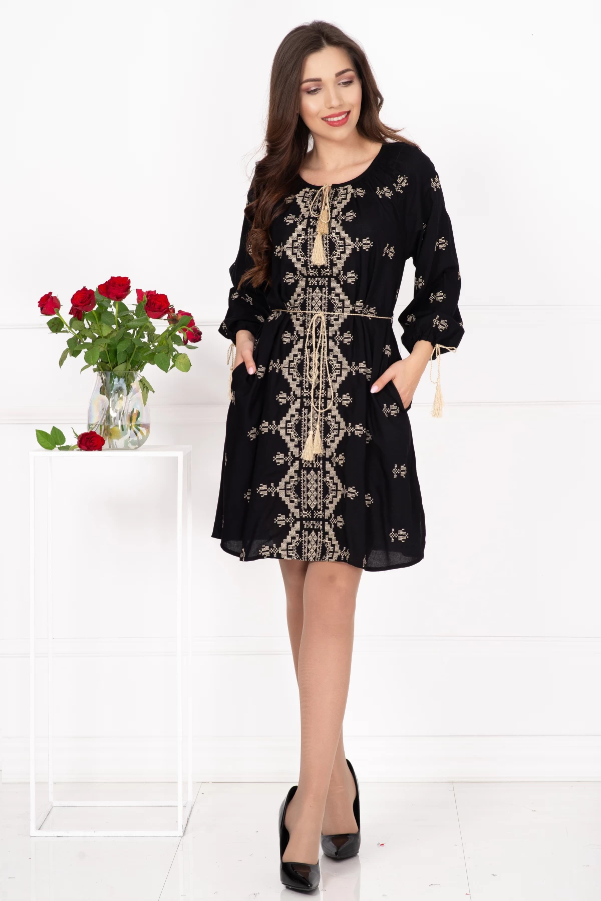 Rochie Tradițională Hortensia Negru | Traditional