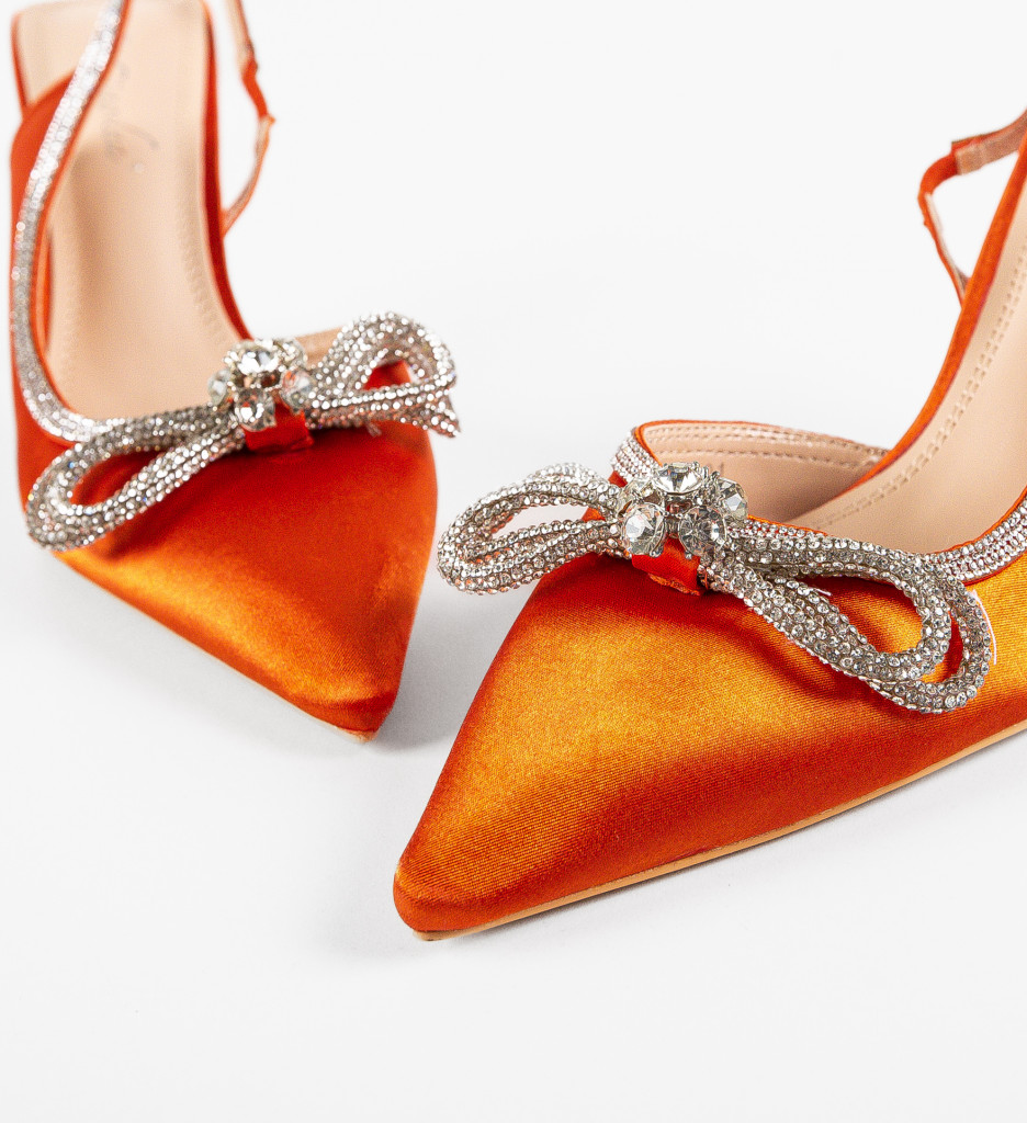 Maish Pantofi cu Toc Portocalii Eleganți - imagine 6