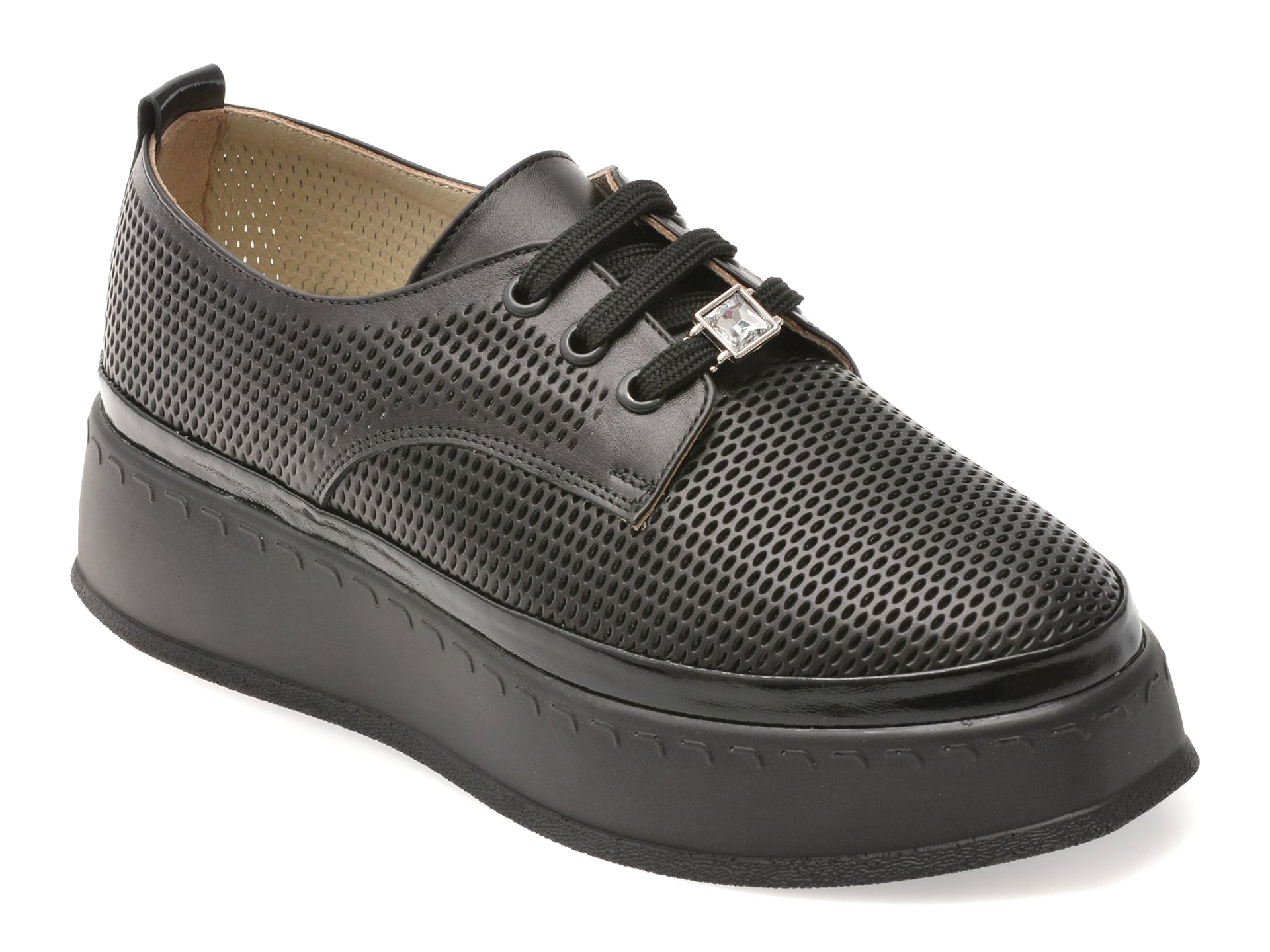 Pantofi GOLD DEER negri din piele naturală