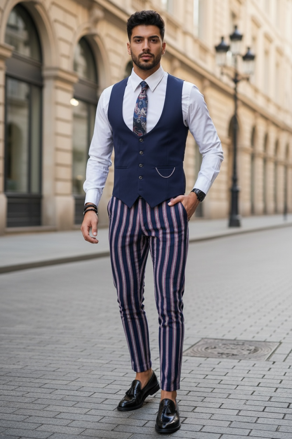 Compleu Barbati Eleganti Vesta & Pantaloni - imagine 2