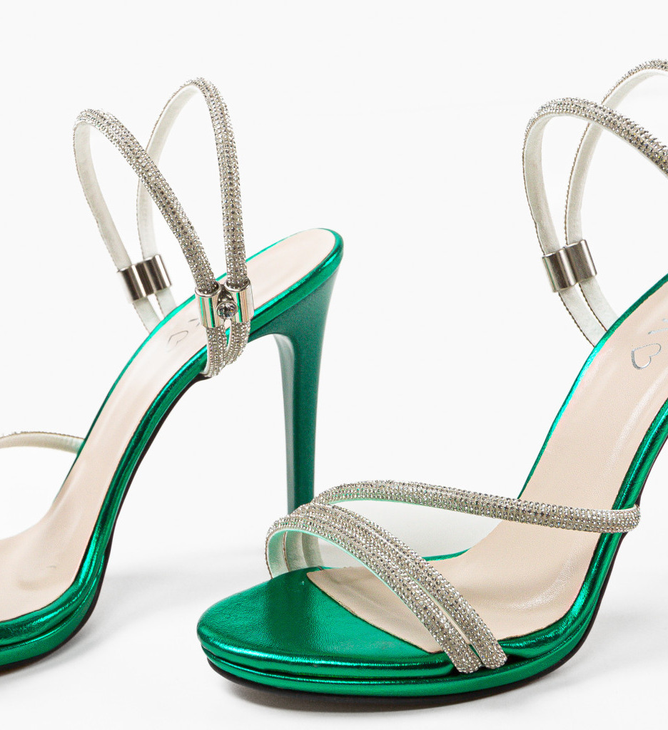 Sandale Dama Gynn Verzi cu Toc Elegant - imagine 7