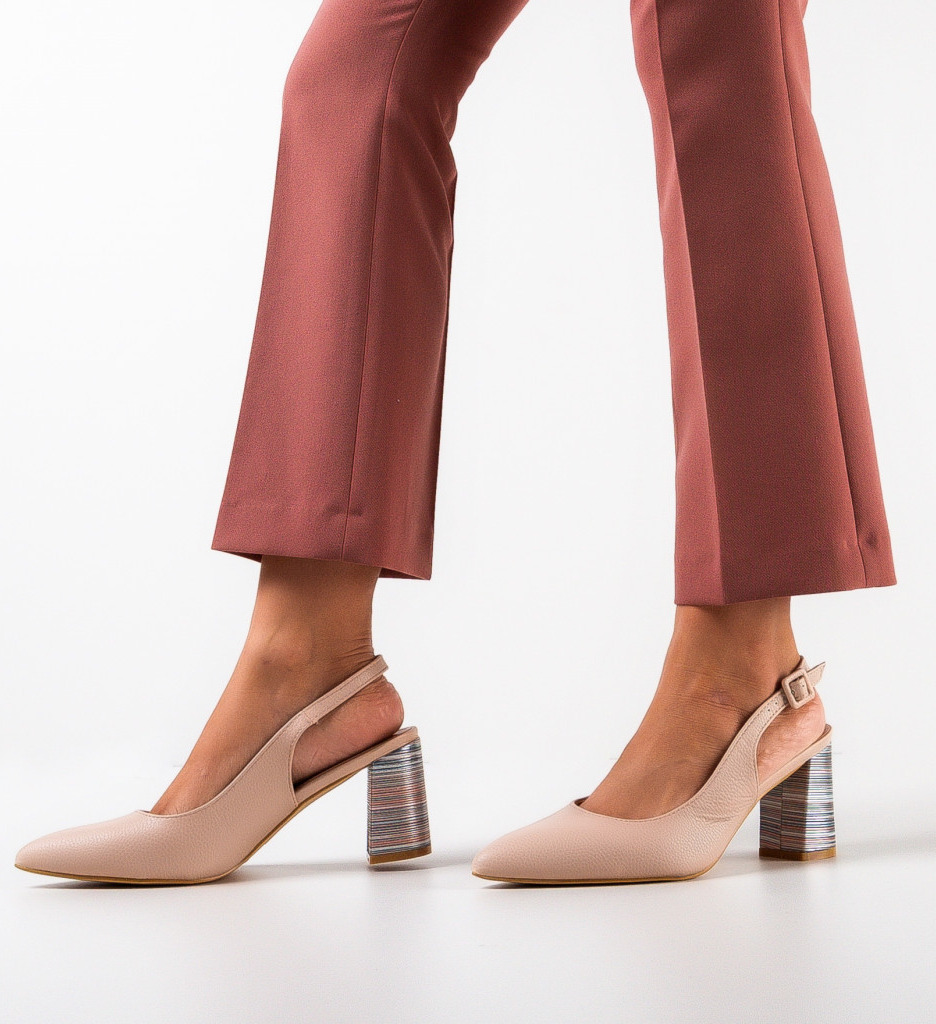 Pantofi Blane Bej Eleganți cu Toc Comfort - imagine 2