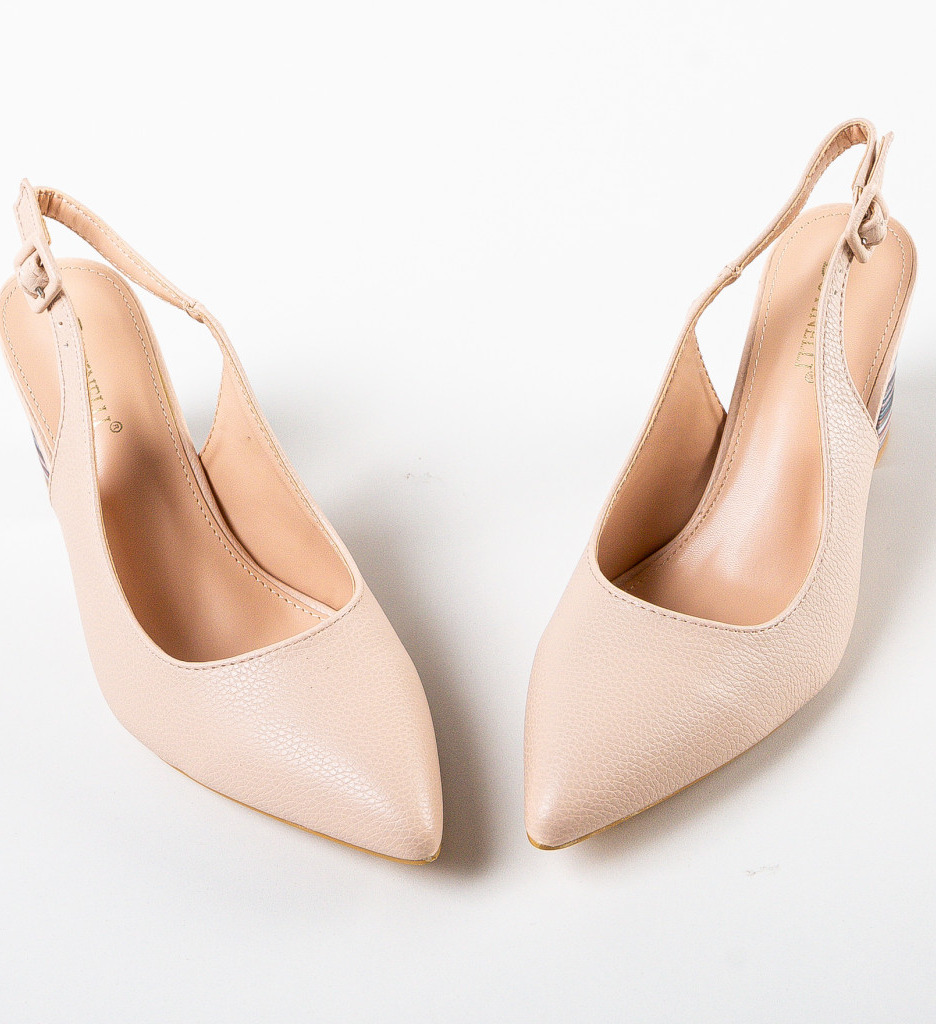 Pantofi Blane Bej Eleganți cu Toc Comfort - imagine 7