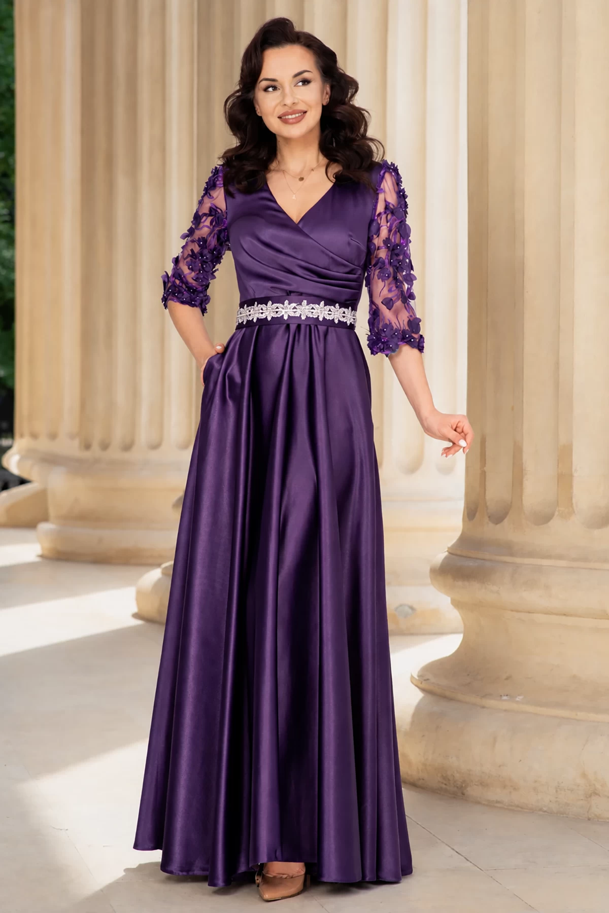 Rochie Giografia Ella | Mov Taftă Elegantă - imagine 2