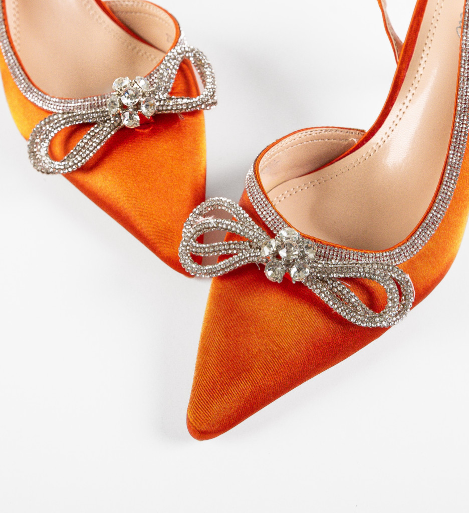 Maish Pantofi cu Toc Portocalii Eleganți - imagine 8