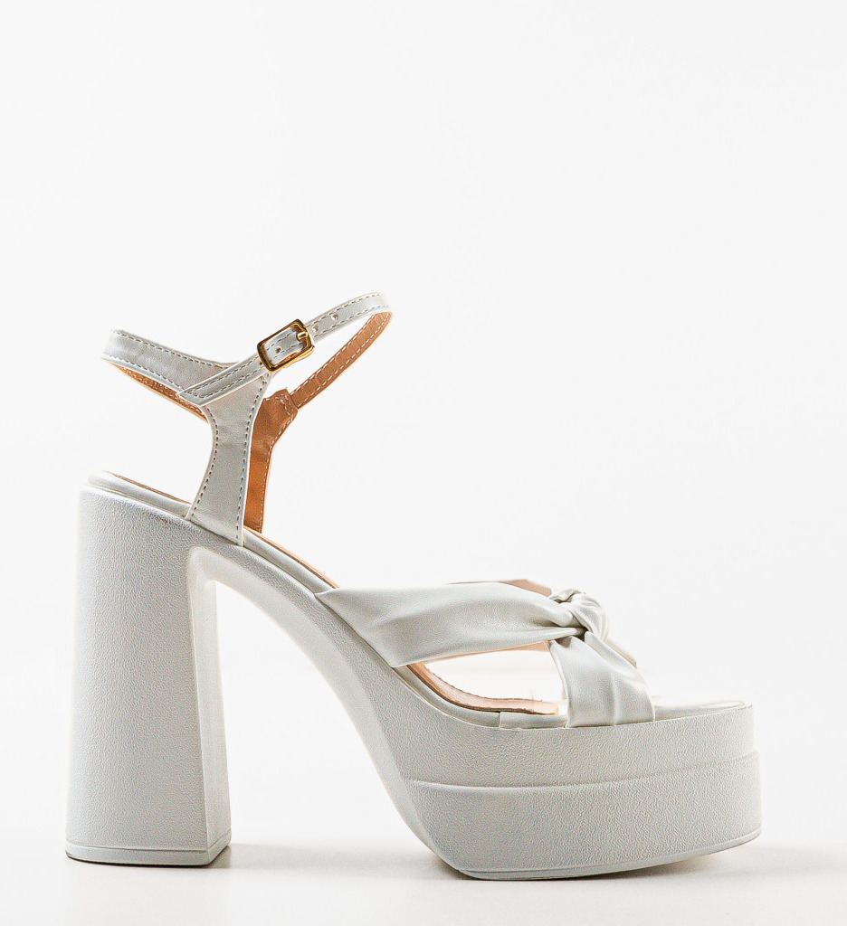 Sandale Finch Albe cu Toc Elegante - imagine 5