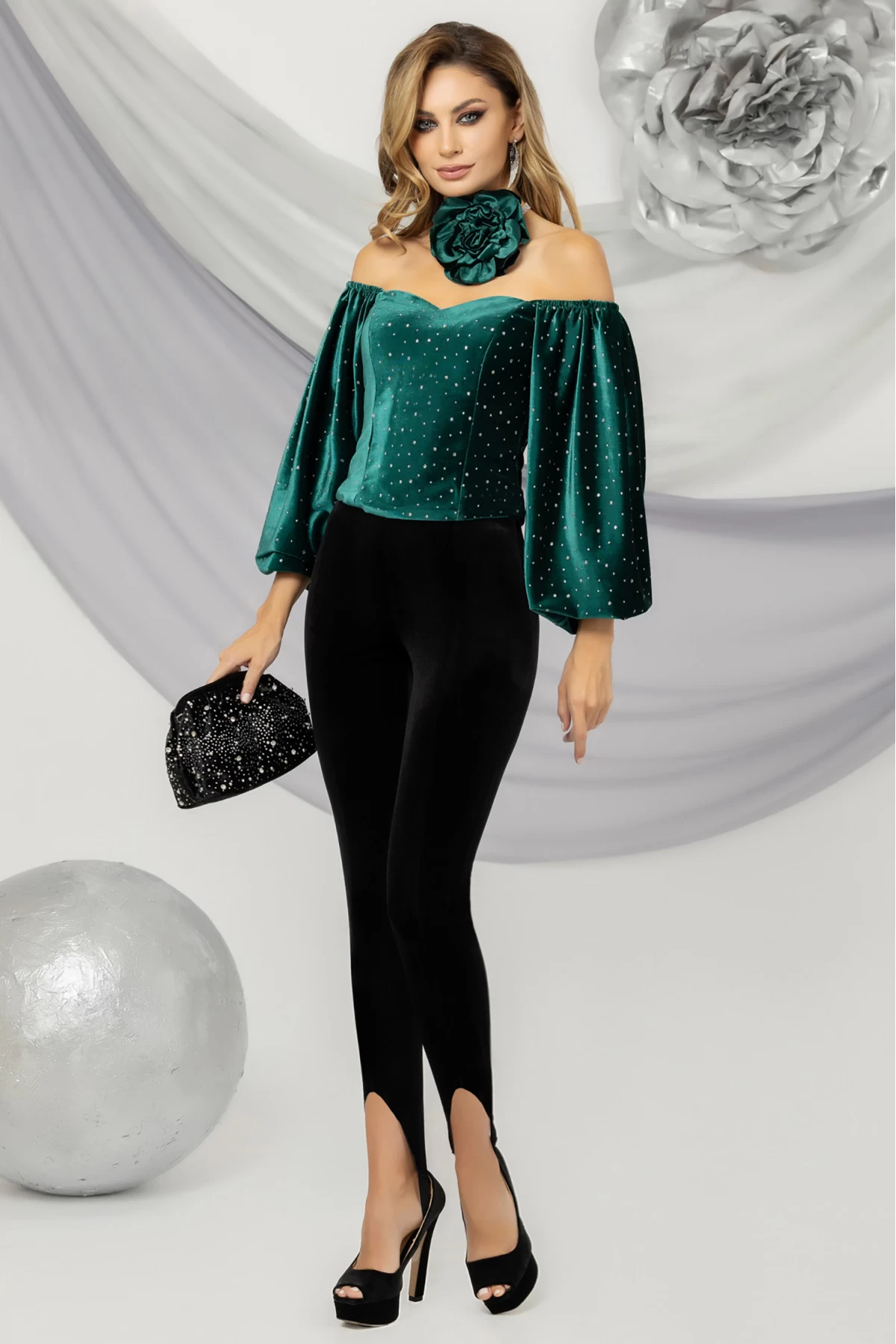 Pantaloni Pretty Girl din catifea elastica - imagine 1