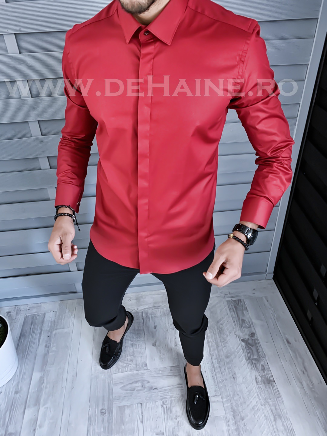 Camașă Bărbați Grena Slim Fit Elegant
