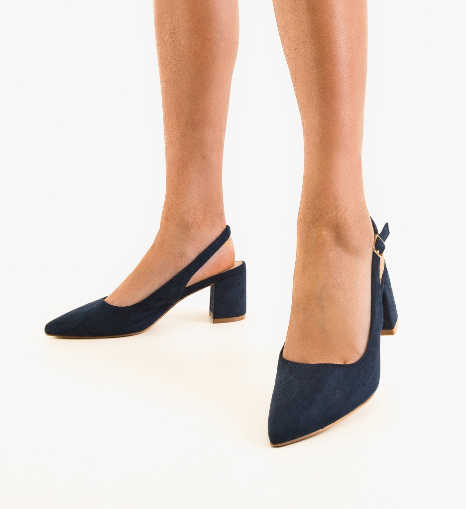 Pantofi cu Toc Gally Bleumarin | Eleganță - imagine 3