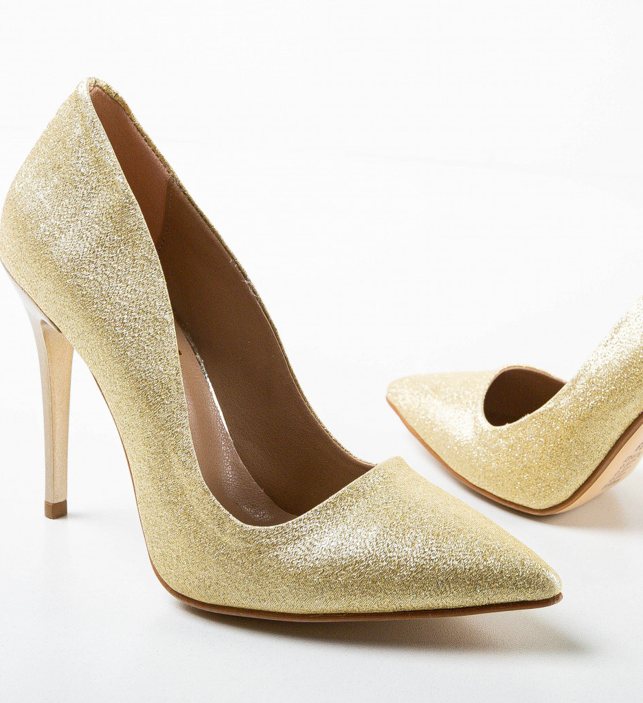 Pantofi cu Toc Aurii Tofife - Eleganți - imagine 4
