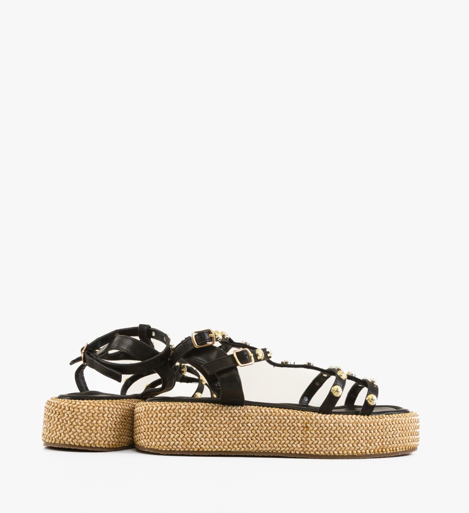 Sandale Straw Negre | Eleganță Naturală pentru Vară - imagine 4