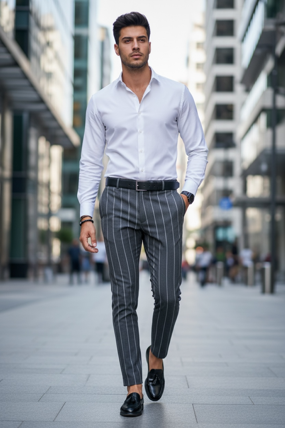 Pantaloni Eleganti Gri Barbati | Stil Office Modern - imagine 2