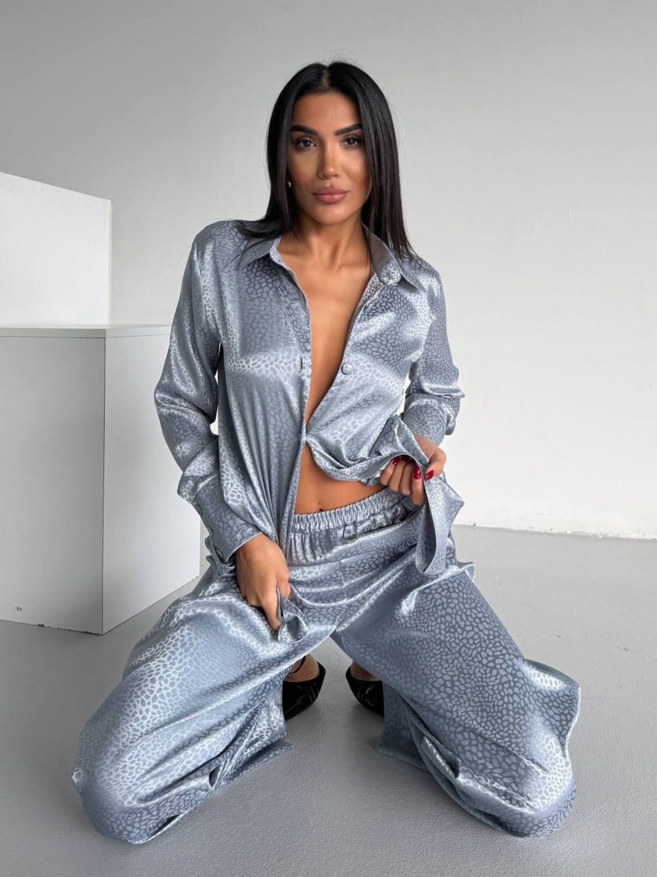 Set Pijama Dama Delis Gri 2 Piese - imagine 3