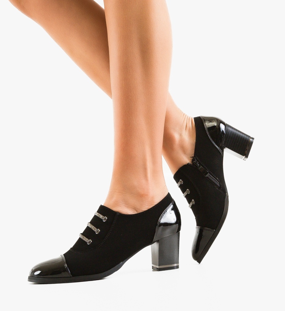 Pantofi dama Tylysh Negri eleganți cu toc - imagine 2