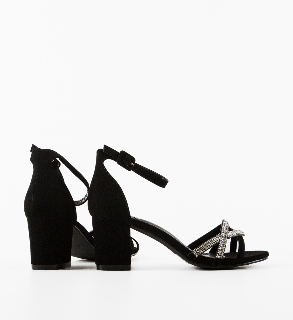 Sandale cu Toc Negre Elegante | Stil Unic - imagine 3