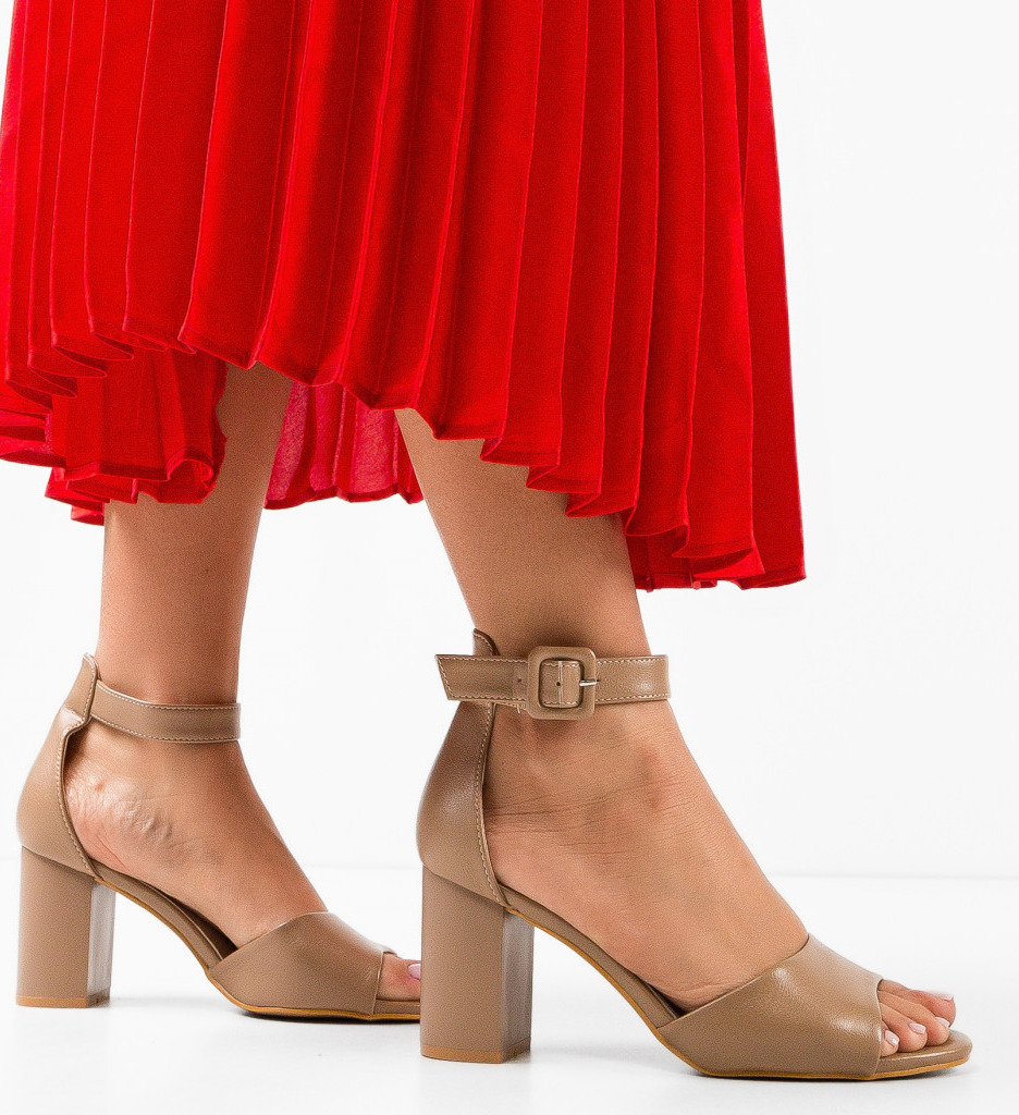 Sandale Dama Keltic Khaki cu Toc Elegant - imagine 2