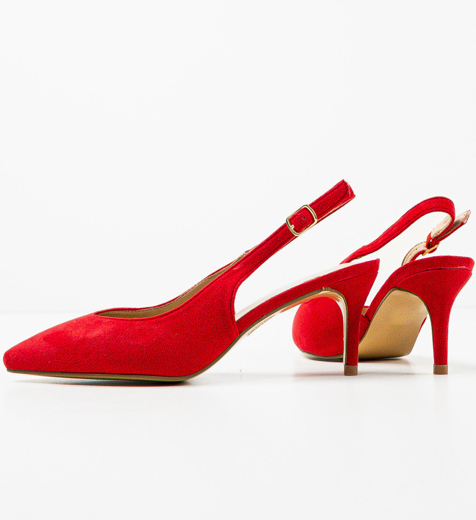 Pantofi Amdoryt Rosii cu Toc Eleganți - imagine 7
