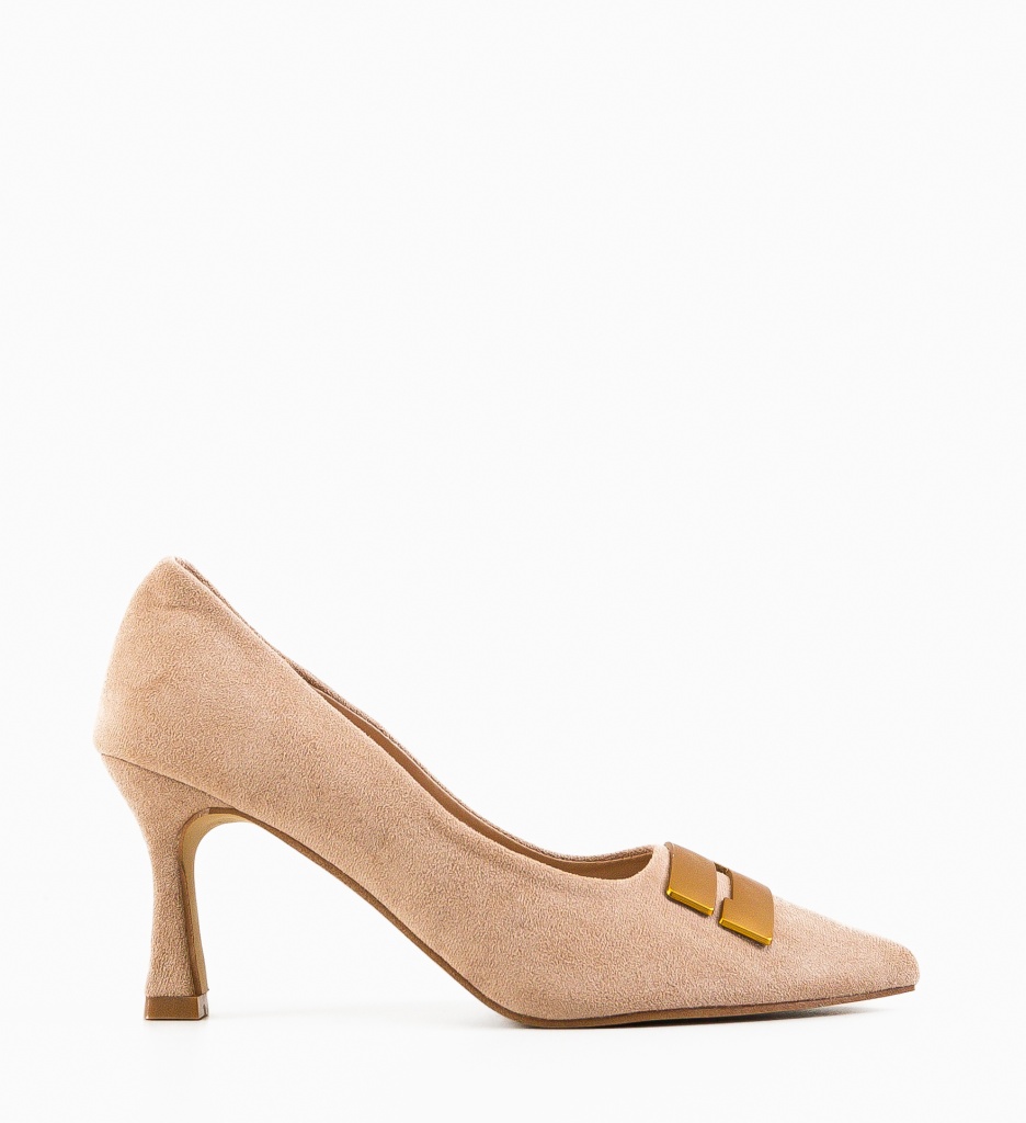 Pantofi dama Jaxy Bej eleganți cu toc