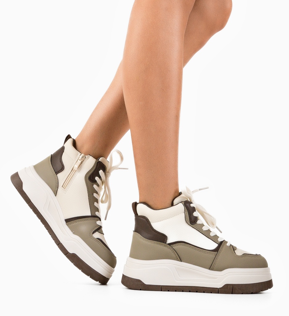 Sneakersi Okayta Khaki Dama - Confort & Stil - imagine 2