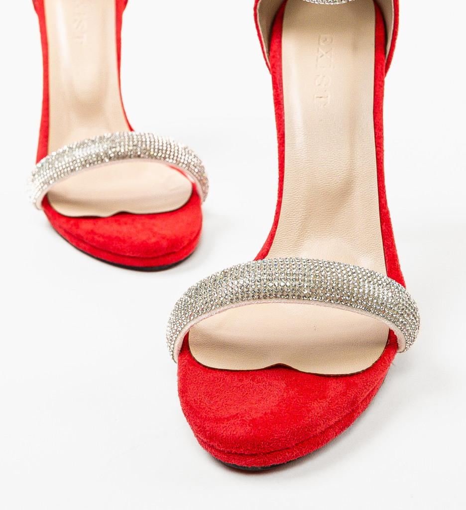 Sandale Dama Rosii cu Toc Elegante - imagine 5
