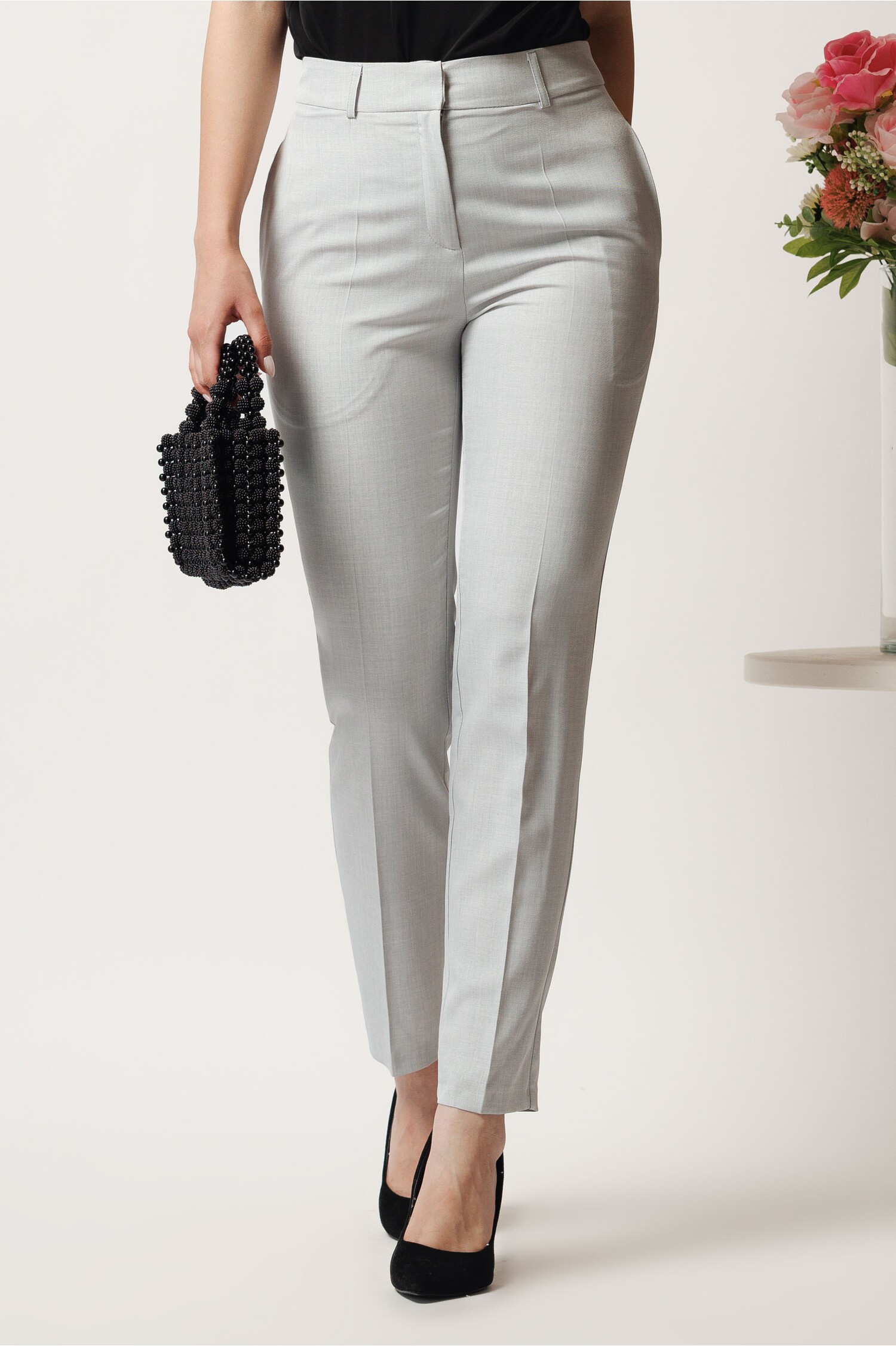 DY Fashion Pantaloni gri conici eleganți