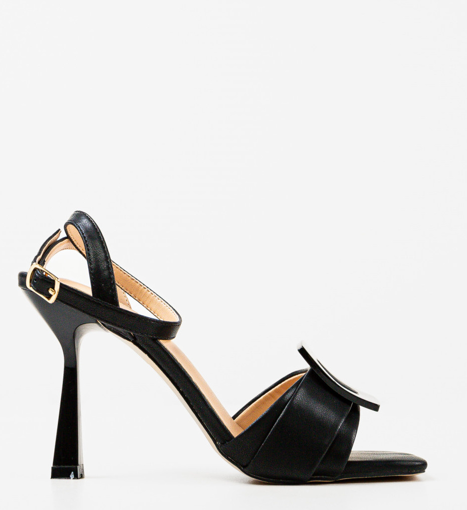 Sandale cu Toc Lanb Negre | Eleganță Modernă - imagine 2